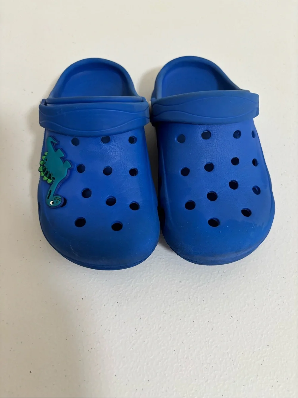 Kids Blue Slip-On Sandals with Dino Charm